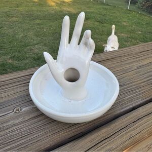 Vintage Ladies Hand Ring Dish MCM Vanity Decor Jewelry Holder
